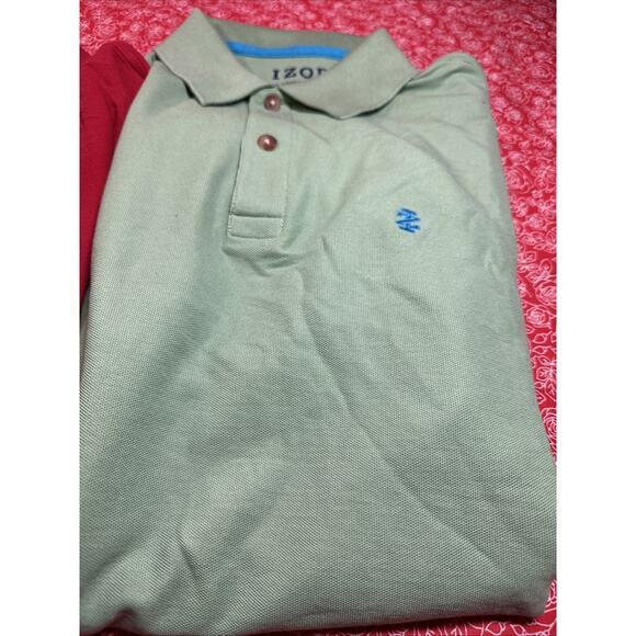 IZOD Men's Advantage Short Sleeve Red & Green Polo Lot Medium V1 - Picture 2 of 7